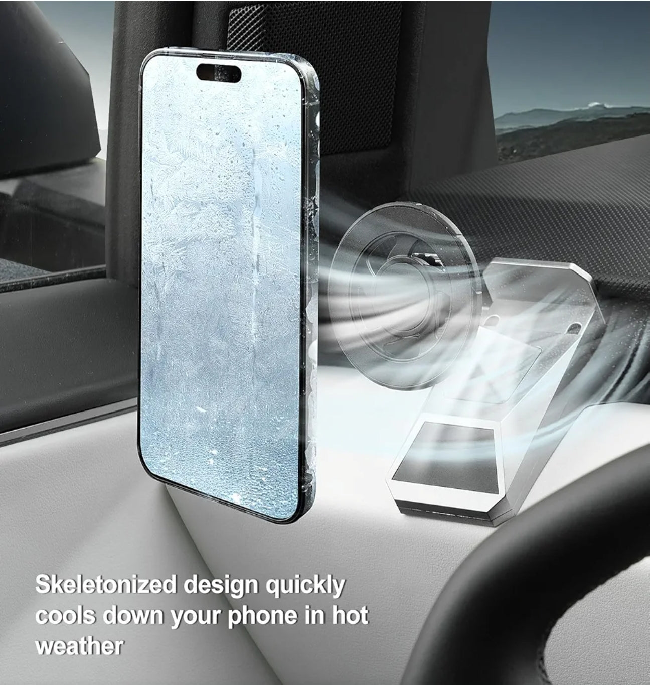 ELECFRESH Phone Mount for Tesla Cybertruck Fit for All Phone Magnetic Phone Holder for Cybertruck Accessories Can be Adjusted 360° (Model)