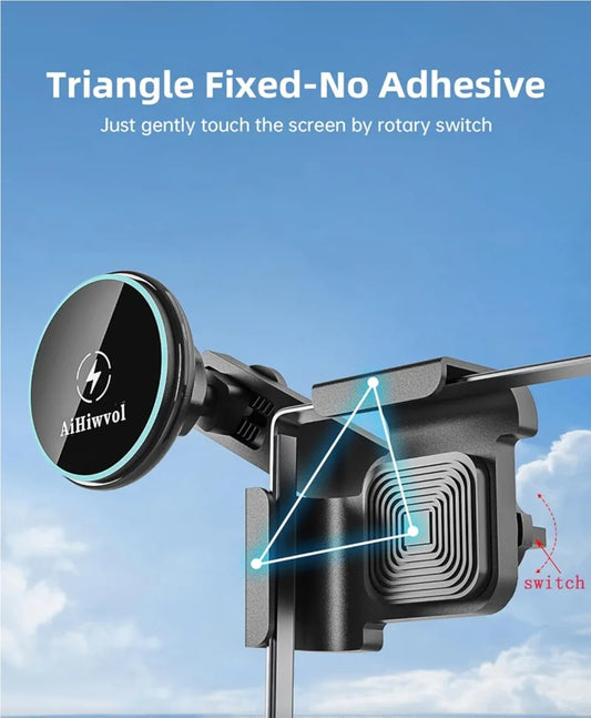 Tesla Phone Mount Charger, for Qi2 15W Fast Wireless Charging Phone Holder for Tesla Model Y/Model 3/ Cybertruck/Laptop, Tesla Phone Charger for iPhone 16/15/14/13/12 Series