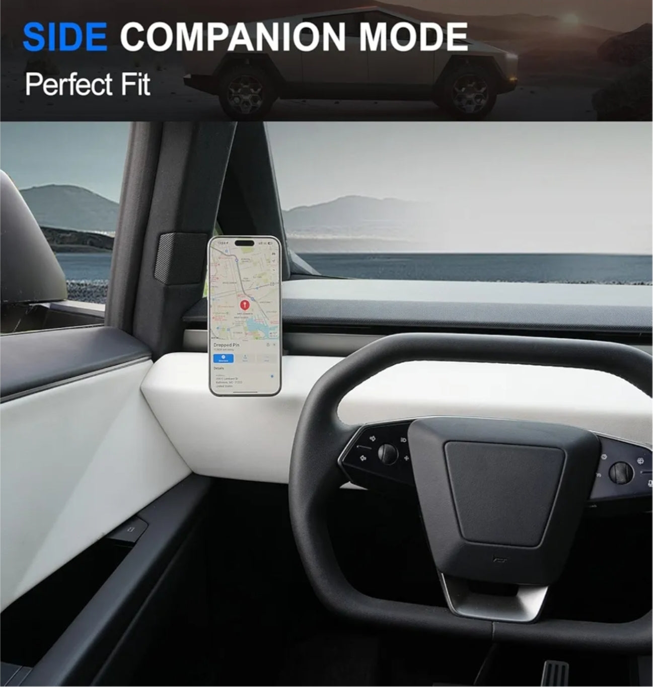 ELECFRESH Phone Mount for Tesla Cybertruck Fit for All Phone Magnetic Phone Holder for Cybertruck Accessories Can be Adjusted 360° (Model)